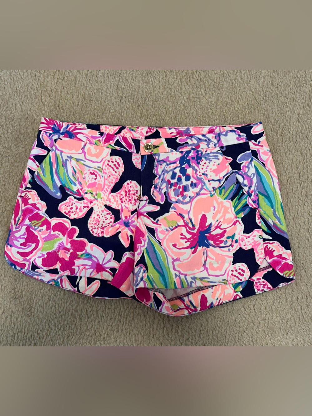 Lilly Pulitzer Navy Floral Print Bermuda Shorts